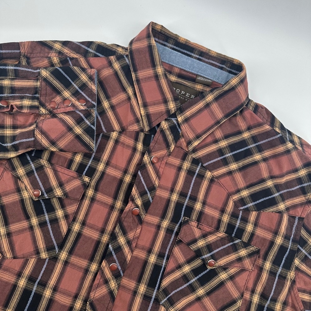 Roper Wear The West Mens XL Plaid Western Shirt‎ Long Sleeve Copper Brown